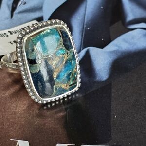 Elegant Sterling Silver Copper Apatite Statement Ring~ Size 8